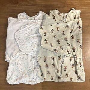 Halo Swaddles Two Pack Gender Neutral Designs of Mickey Mouse and Elephants